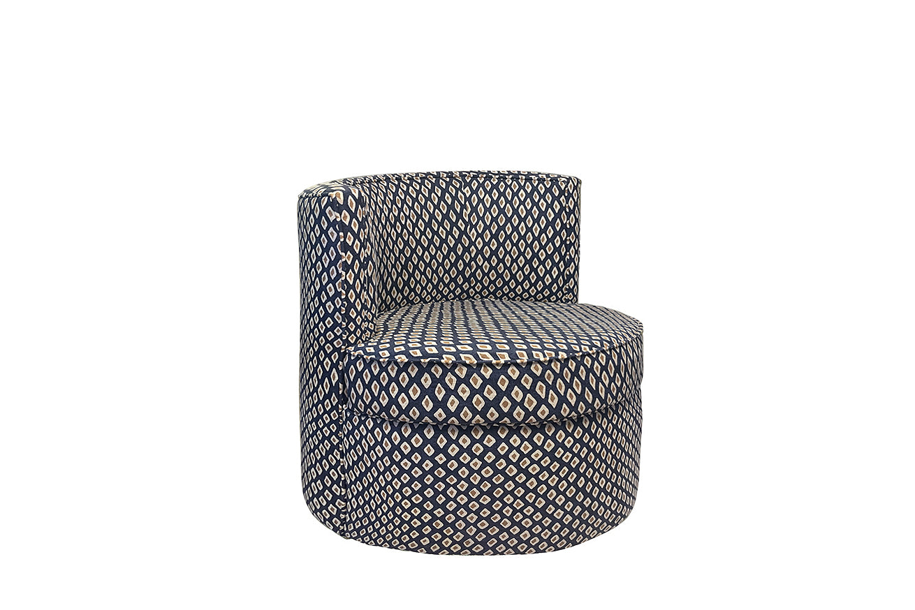 David Seyfried Albion chair in Stroheim Muscoco Blue Ridge fabric. Showroom clearance