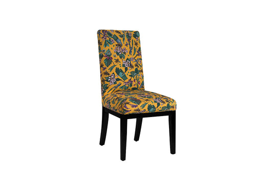 David Seyfried Berkeley Dining Chair in Gung Ho Signature Bee Mustard fabric. Showroom clearance