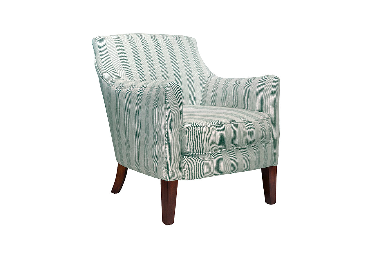 David Seyfried Cadogan chair in Fermoie Ticking TICK-008 fabric. Showroom clearance