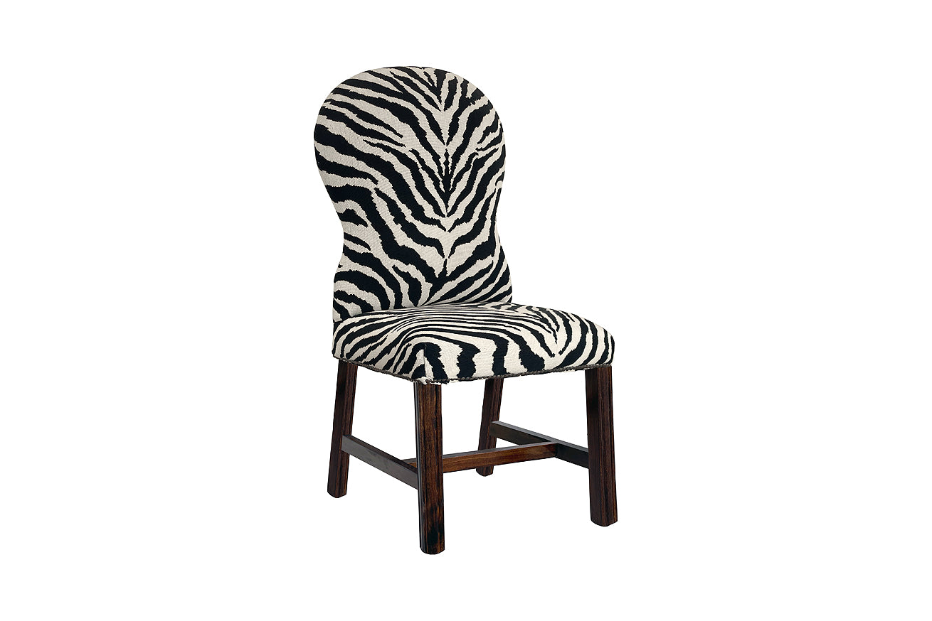 David Seyfried Eldon Dining Chair in Clarence House Boucle Zebra Noir fabric. Showroom Clearance