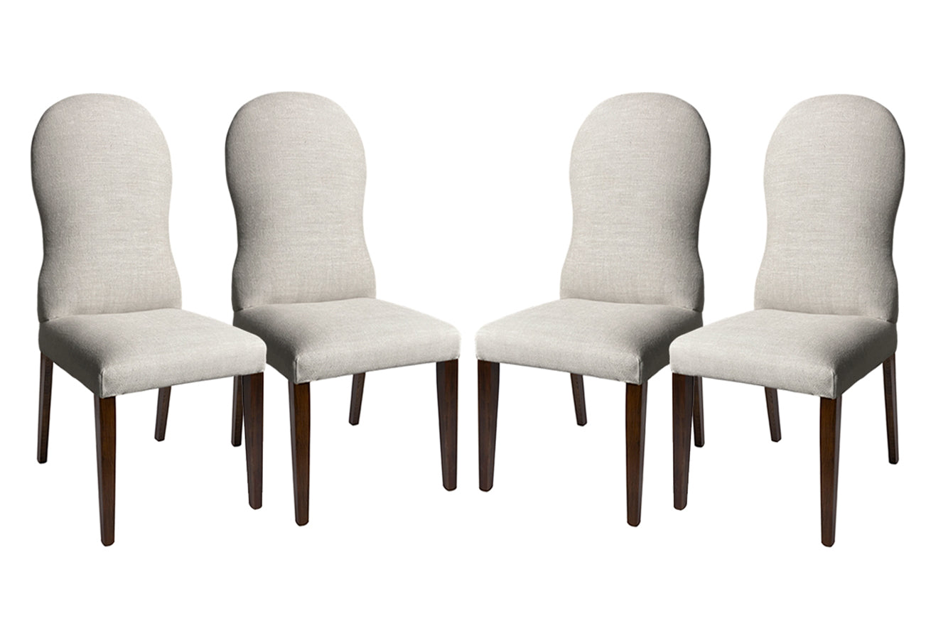 David Seyfried Eldon Dining Chairs in Stone Linen fabric. Showroom clearance