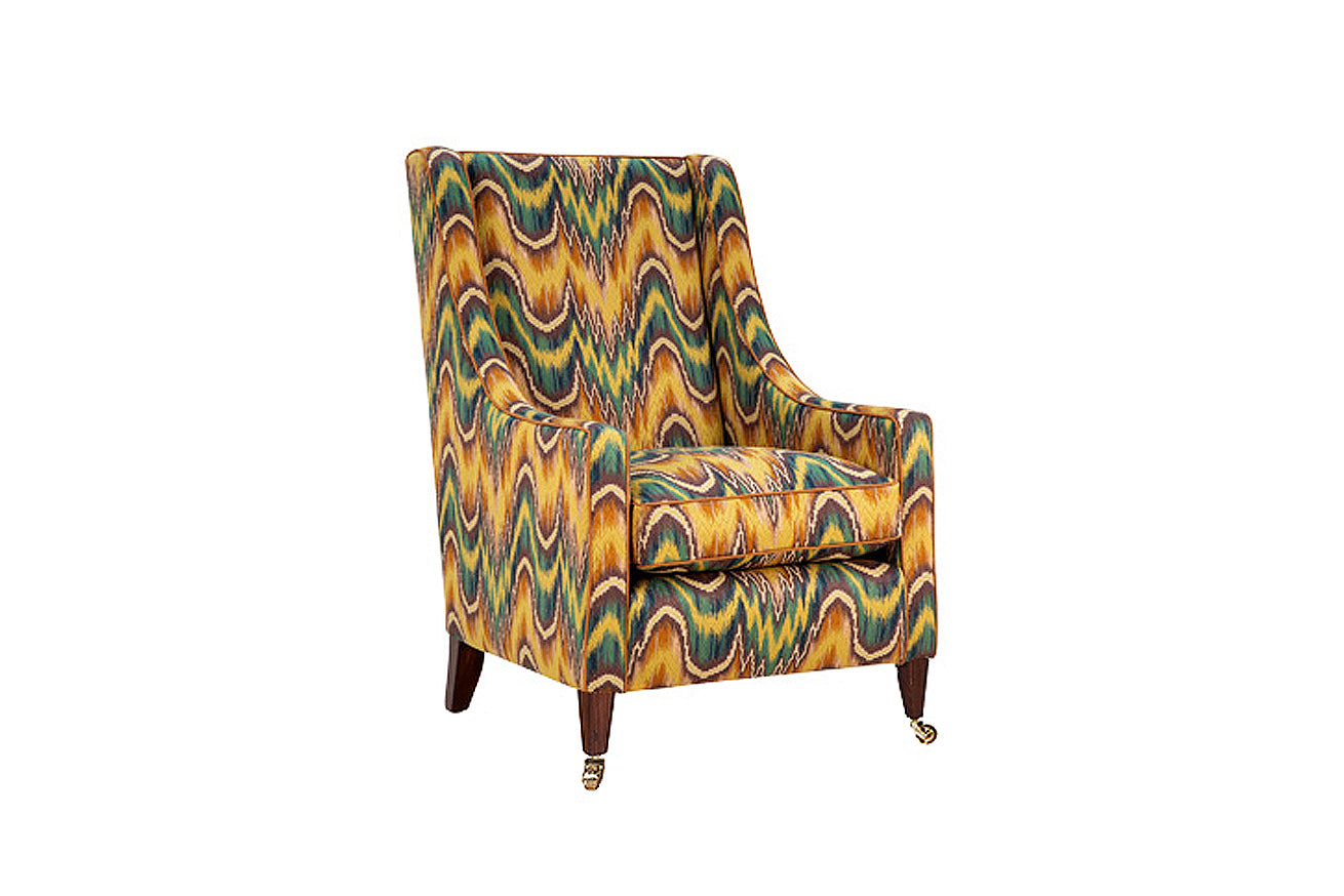 David Seyfried Georgian High Backed Chair in yellow pattern