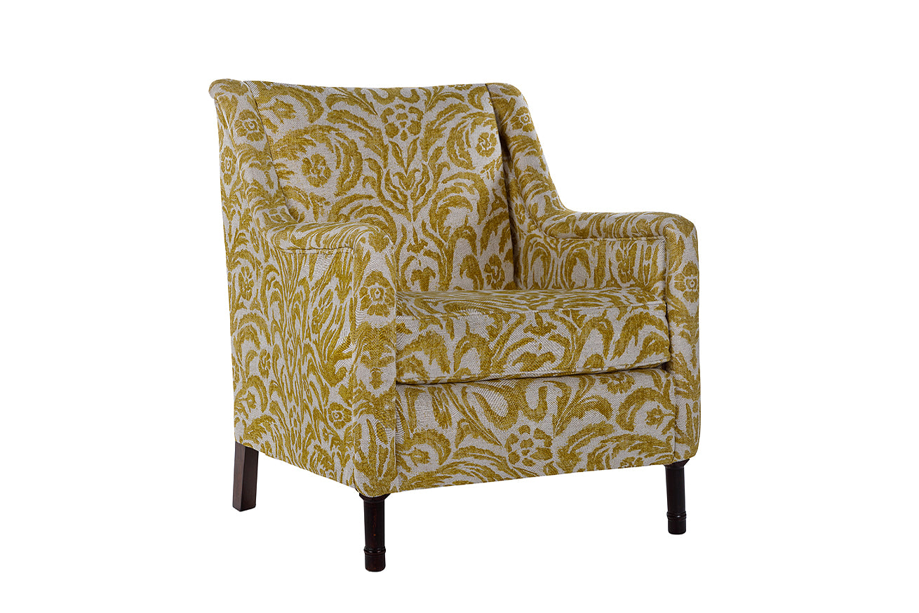 David Seyfried Munro Chair (Large) in Fermoie Marlborough Yellow MARL-005 fabric. Showroom clearance