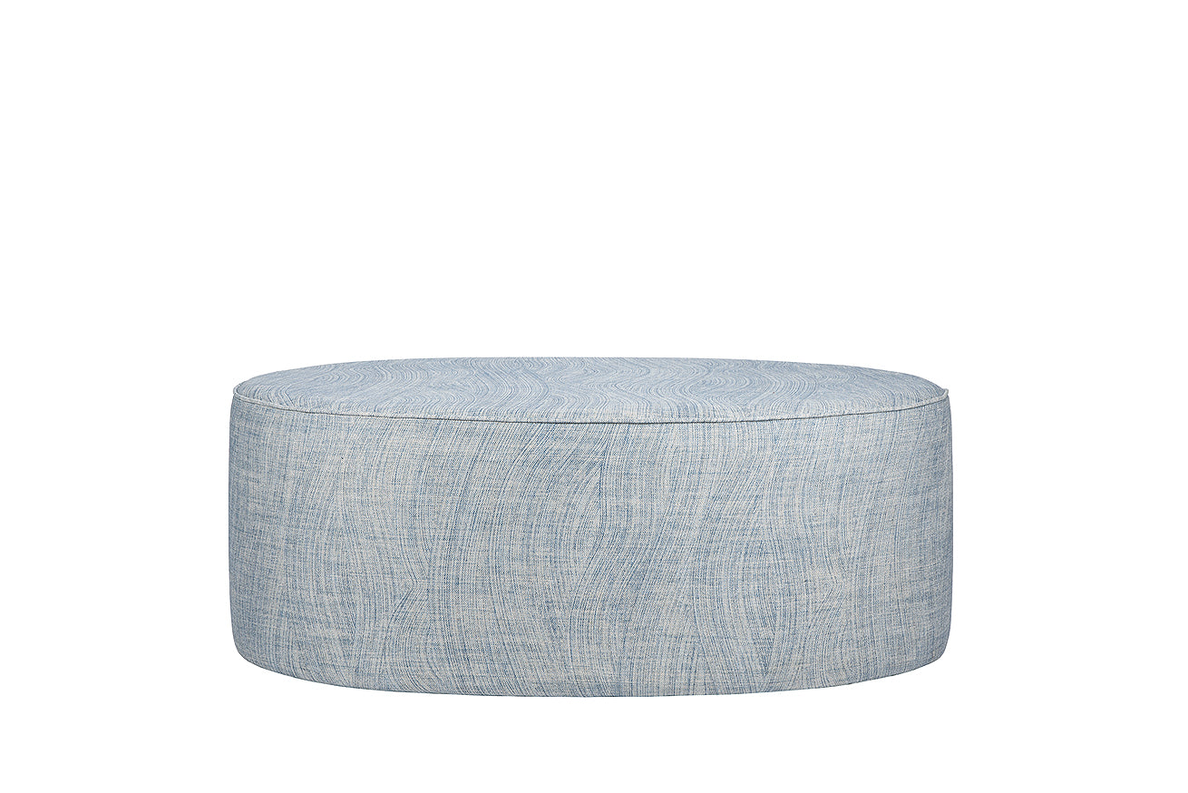 David Seyfried Oval Stool in Fermoie Wave fabric. Showroom Clearance.