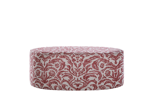 David Seyfried Oval Stool (Large) in Fermoie Marlborough Red MARL-002 fabric. Showroom Clearance.