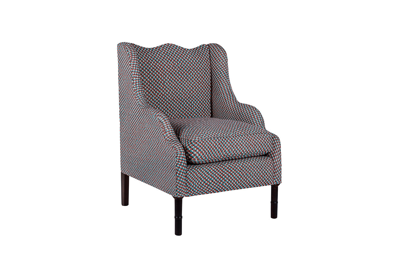 David Seyfried Ripple Chair in red and blue fabric