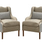 David Seyfried Ripple Chairs in Colefax & Fowler Brynne Bone and GP&J Baker Harwood Soft Blue fabric. Showroom clearance