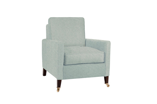 David Seyfried Sanford Chair in GP&J Baker Baker House Plain Soft Blue fabric. Showroom clearance