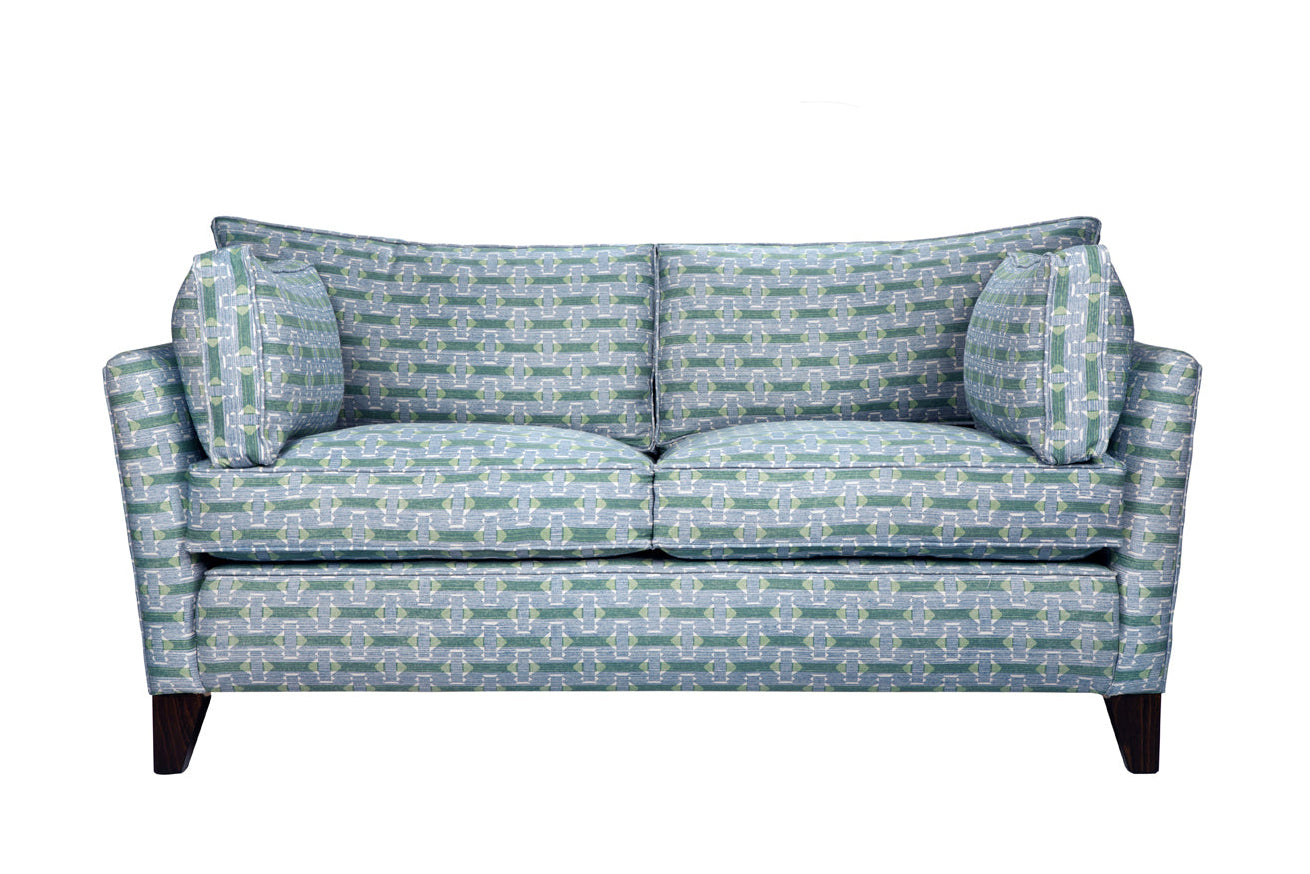 David Seyfried Side Cushion sofa in blue fabric