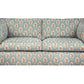 David Seyfried Side Cushion Sofa in Sanderson Sessile Leaf Blue Clay fabric. Showroom Clearance.