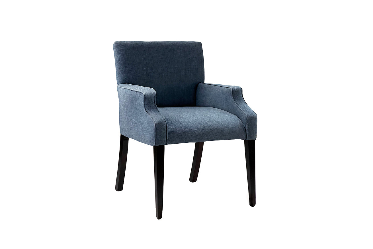 David Seyfried Sloane chair in Colefax & Fowler blue fabric