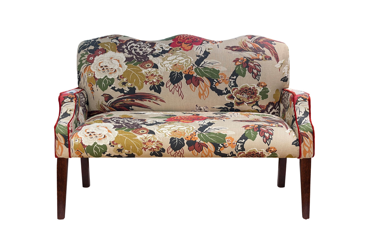 David Seyfried Wave Bench in The Design Archives Grand Floral fabric. Showroom Clearance.